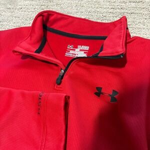 Under Armour ColdGear Kids YXL Red Zip Fleece Pullover Loose Fit Sweatshirt